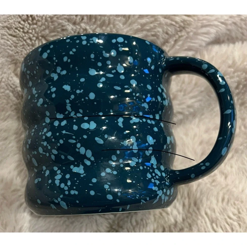 Starbucks 2023 Navy Blue Speckled Rippled Wavy Ceramic Coffee Mug 12oz BWC 22